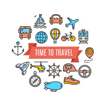 Seyahat kavramı kartı vektör