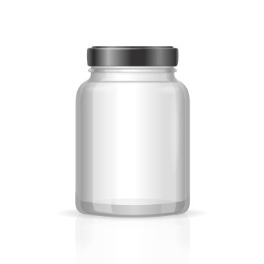 Cam Kavanoz şişe boş şeffaf. Vektör