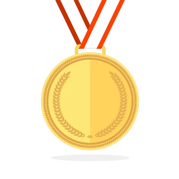 Gouden medaille vlakke stijl. Vector — Stockvector