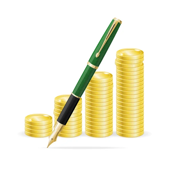 Money and Pen Business Concept. Vettore — Vettoriale Stock