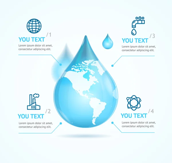 Globo dell'acqua Infografica Eco. Vettore — Vettoriale Stock