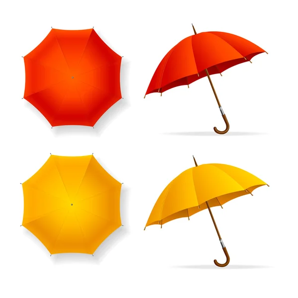 Umbrellas Set Top and Front View. Vector — Stock Vector