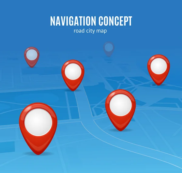 Navigation Concept Road City Map (em inglês). Vetor — Vetor de Stock