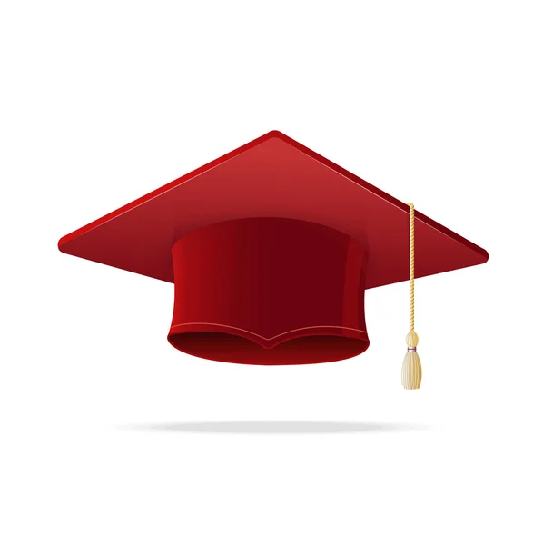 Student Hat Red Graduated. Vector — Stock Vector