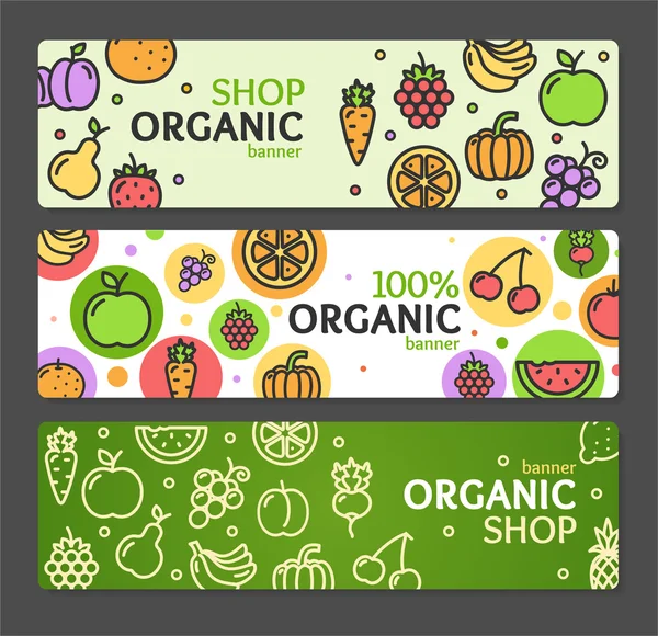 Eco tienda bandera conjunto Horizontal. Vector de — Vector de stock