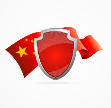 Çin bayrağı ve kalkan. Vektör