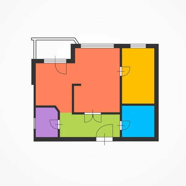 建筑师多彩的平面图。矢量 — 图库矢量图片