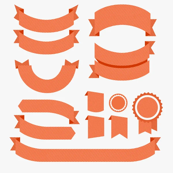 Conjunto de cintas de diseño plano rojo. Vector — Archivo Imágenes Vectoriales