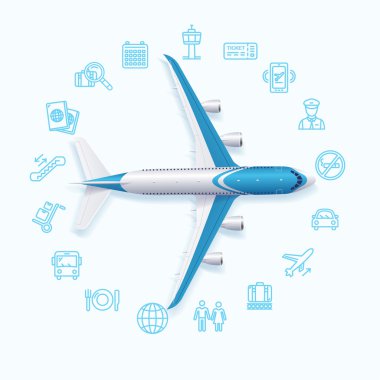 Havaalanı dünya seyahat kavramı. Vektör