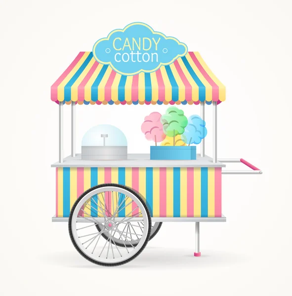 Cotton Candy Street Market Stall. Vetor — Vetor de Stock