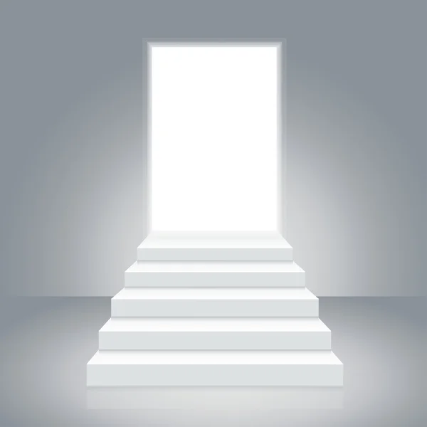 White Staircase to Open Door. Vector — Stock Vector