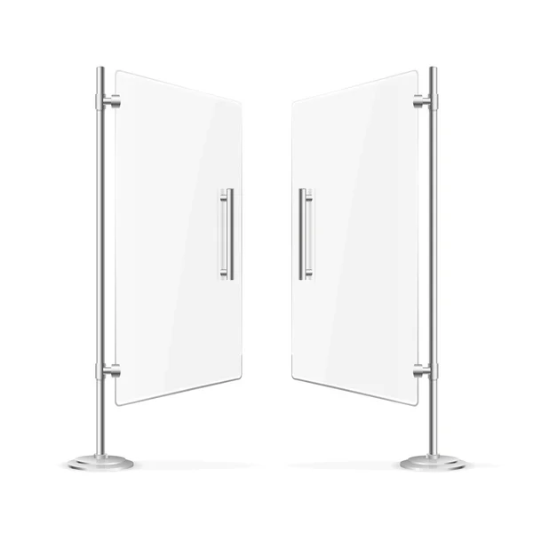 Transparent Glass Door Open with Steel Handles. Vector — Stock Vector