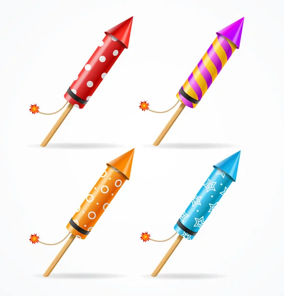 Fireworks Rocket Set. Vector — Stock Vector