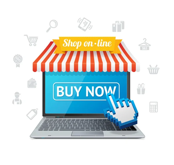 Compras online com App. Vetor — Vetor de Stock