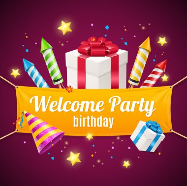 Doğum günü kartı vektör hoş geldiniz