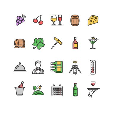 Icon Set iç yapım şarap. Vektör