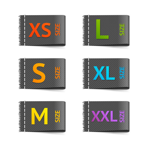 Набор этикеток размера одежды. Вектор
