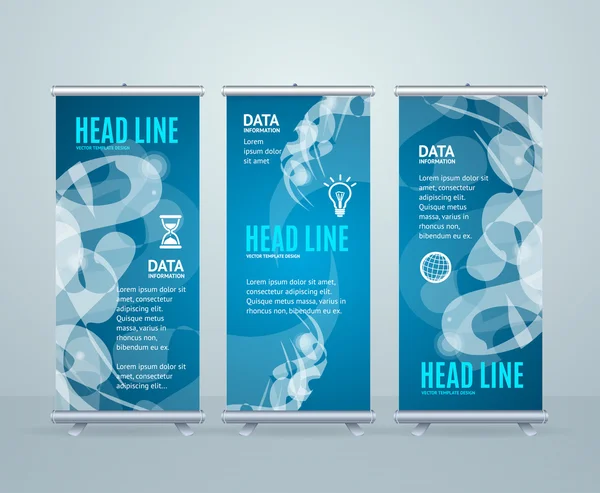 Roll Up Banner Stand Design with Abstract Geometric Shape. Vector — Stock Vector