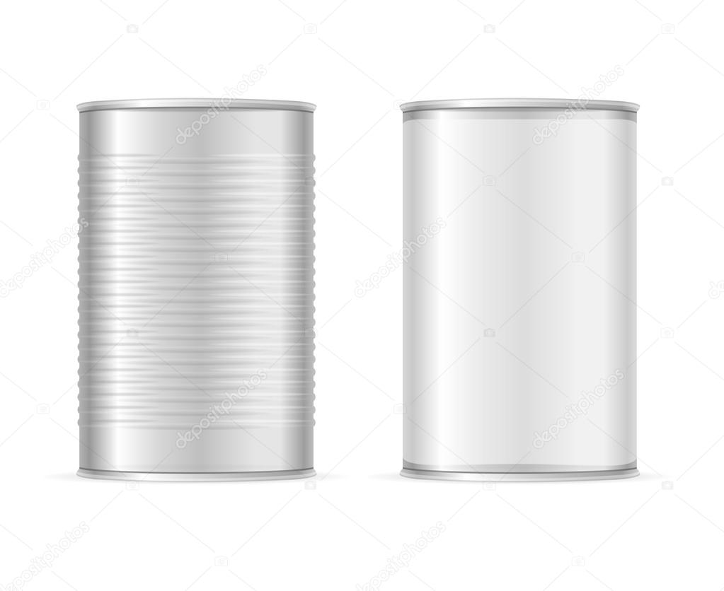 Set of Metallic Tin Cans. Vector