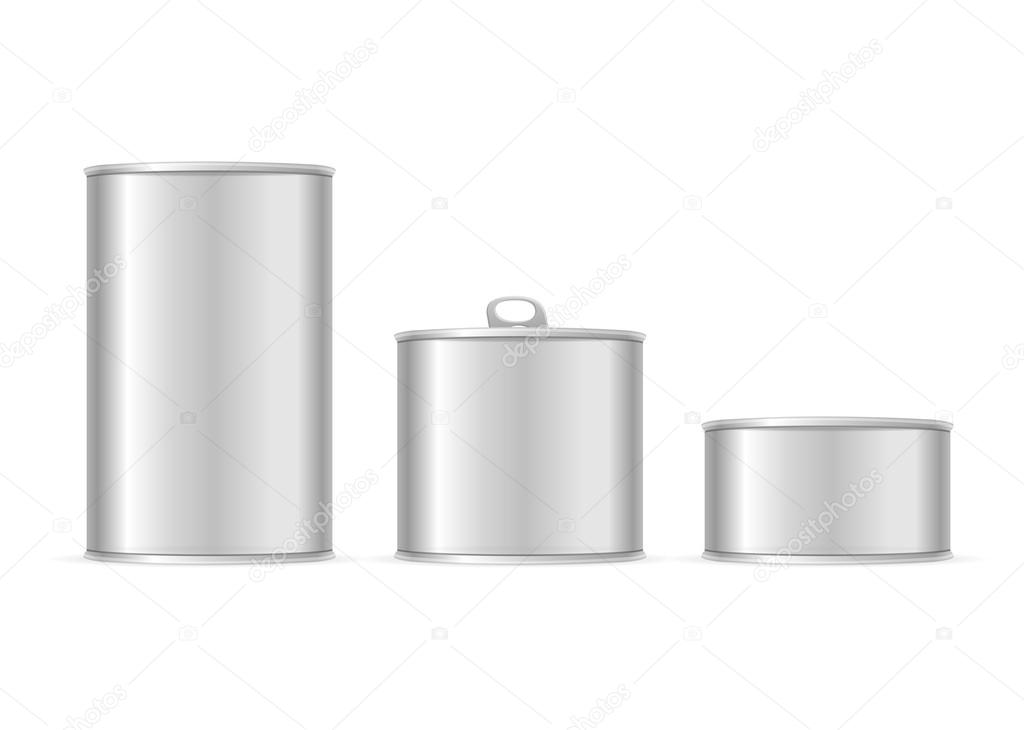 Set of Metallic Tin Cans. Vector