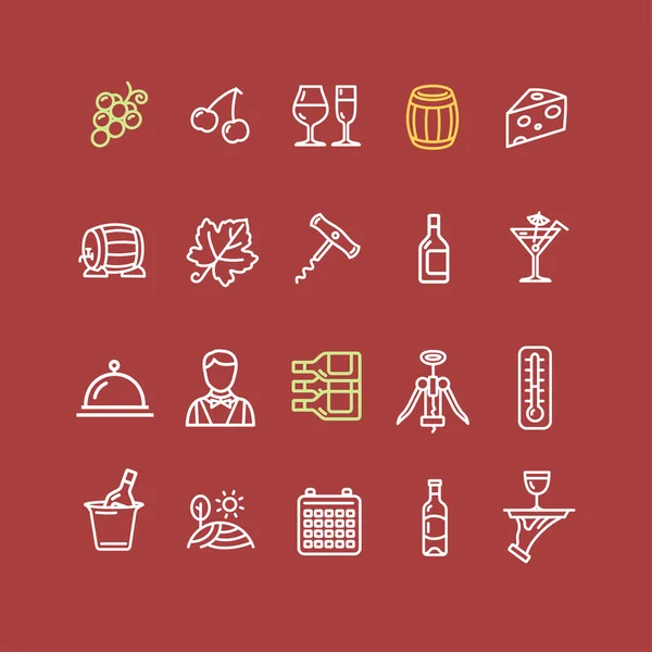 Set di icone per la produzione di vino. Vettore — Vettoriale Stock