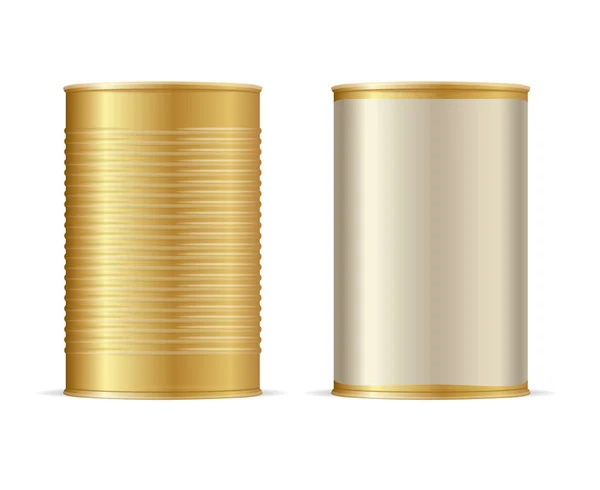 Conjunto de latas de ouro. Vetor — Vetor de Stock