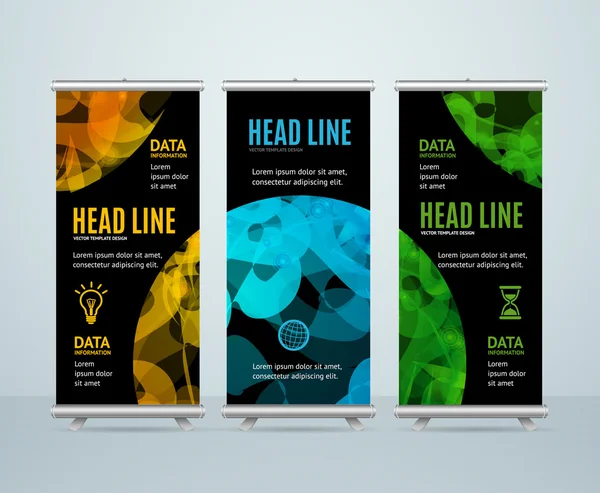 Plantilla Roll Up Banner con esfera abstracta. Vector — Vector de stock