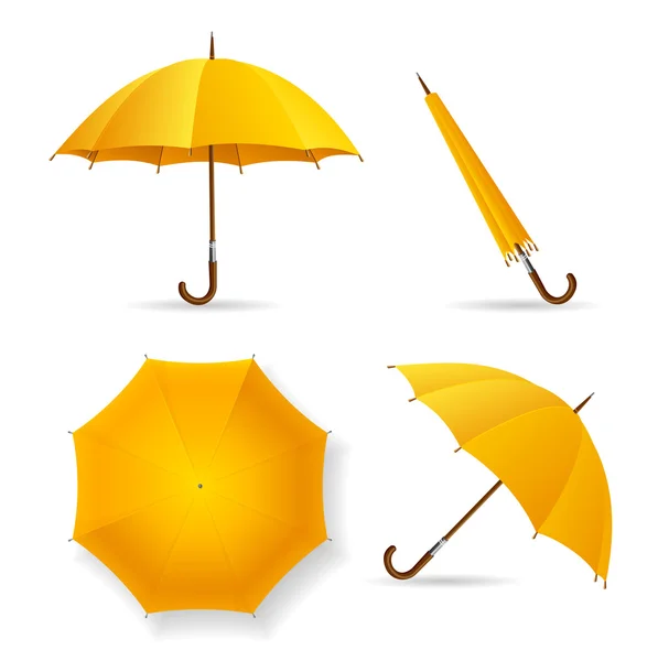 Ensemble de modèle de parapluie jaune. Vecteur — Image vectorielle