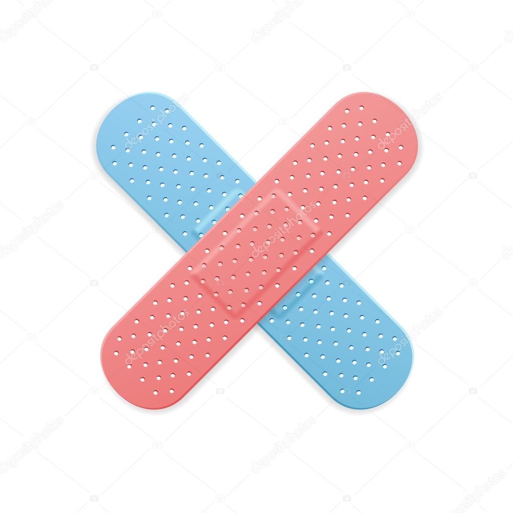 Aid Band Plaster Strip Medical Patch Color Cross. Vector