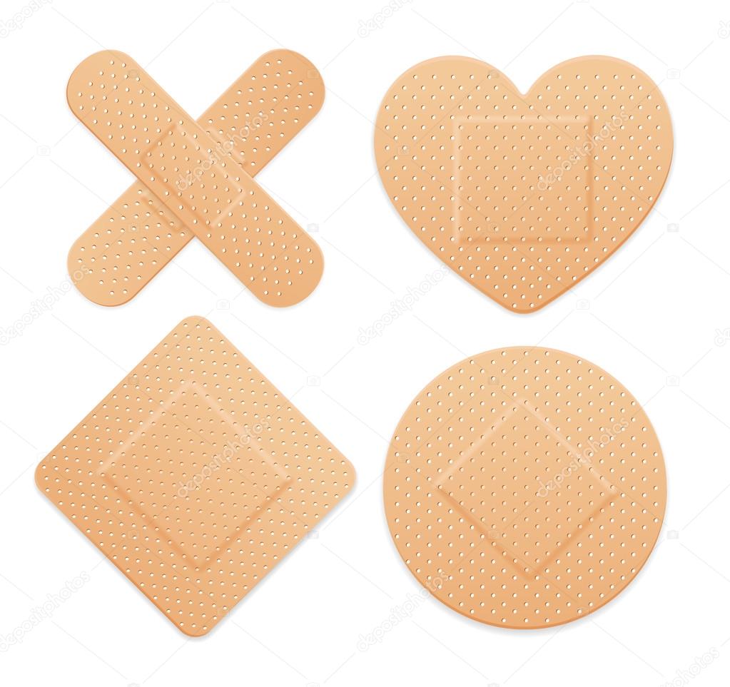 Aid Band Plaster Strip Medical Patch Set. Vector