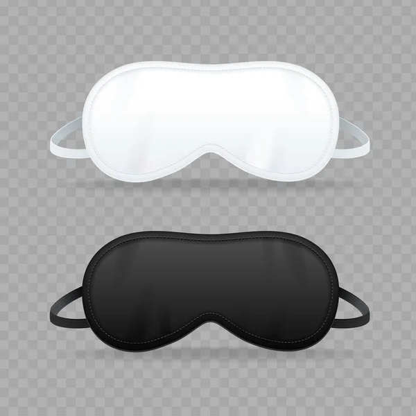 Realistisch Gedetailleerde 3D Blanco Wit en Zwart Slaapmasker Template Mockup. Vector — Stockvector