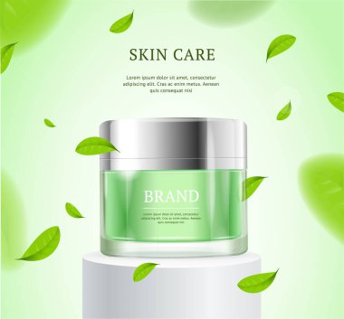 Gerçekçi 3d Ayrıntılı Krem Reklamları Konsept Pankart Arkaplanı. Vektör