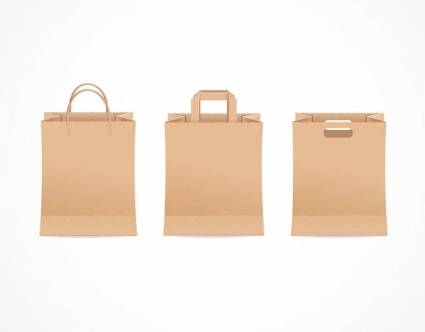 Realistic Detailed 3d Paper Bag Set. Vector — Stock Vector