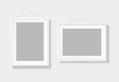 Gerçekçi Ayrıntılı 3d Resim Çerçeve Beyaz Şablon Ayarları. Vektör