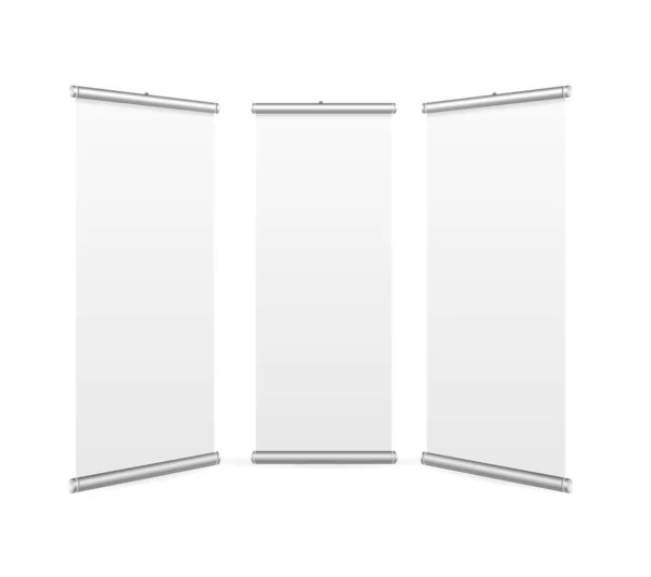 Realistico Dettagliato 3d Bianco Bianco Bianco Stand Set. Vettore — Vettoriale Stock