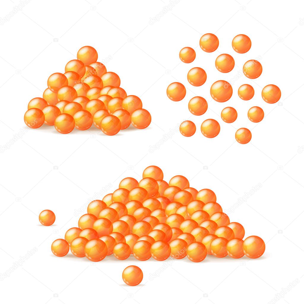 Realistic Detailed 3d Red Caviar Set. Vector