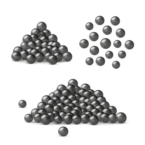 Realistisk Detaljerad 3d svart kaviar Set. Vektor — Stock vektor