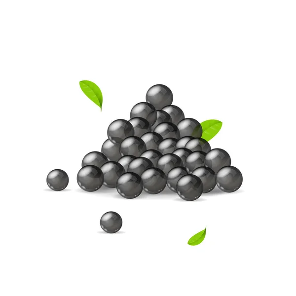 Realistic Detailed 3d Black Caviar Pile. Vector — Stock Vector