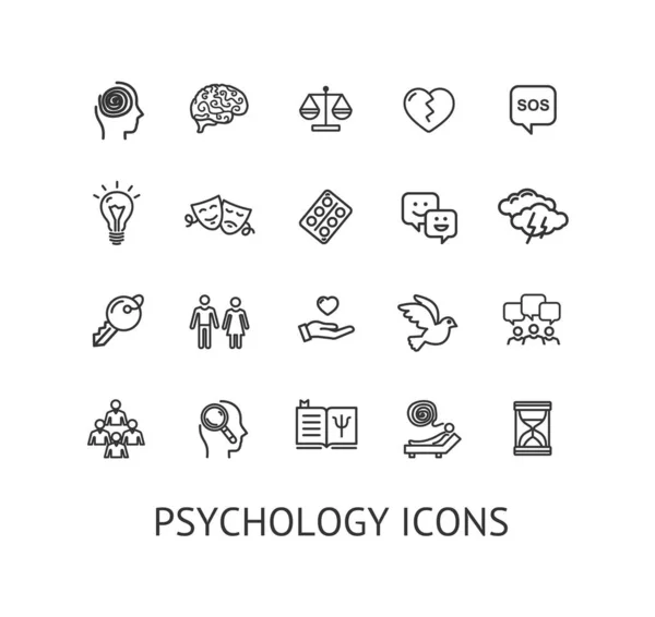 Psychologie Sign Thin Line Icon Set. Vector — Stockvector