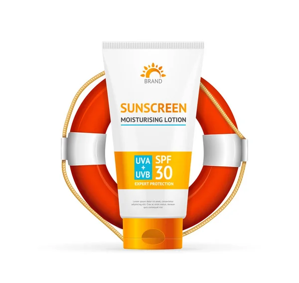 실제적으로 Detailed 3d Sunscreen Moisturizer Lotion Cream Concept 이 다. Vector — 스톡 벡터