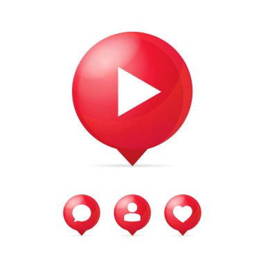 Gerçekçi 3d Ayrıntılı Oyun Sosyal Düğmeleri Ayarlandı. Vektör