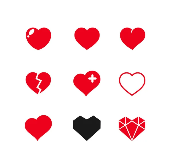 Heart Sign Color Filled Icon Set. Vector — Stockvector