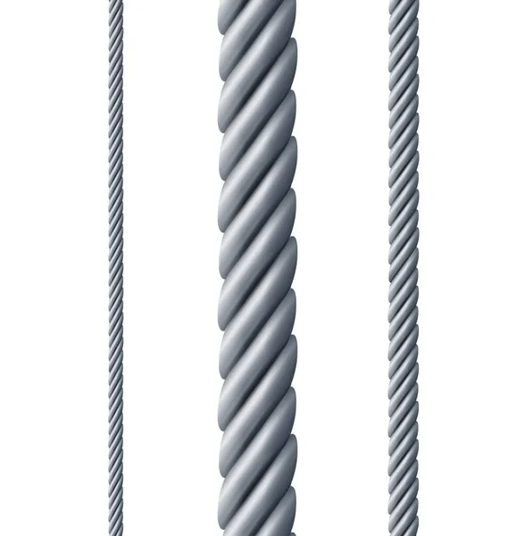 Realistic Detailed 3d Different Steel Rope Set. Vector — Διανυσματικό Αρχείο