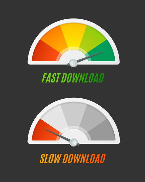 Color Level Indicator Download Speed Set. Vector — Stockvector