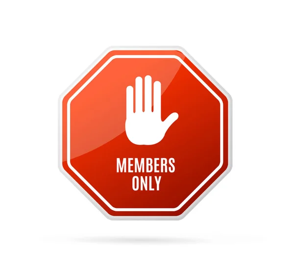 Realistic Detailed 3d Members Only Red Sign. Vector — Stock Vector