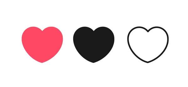 Rode, zwarte en dunne lijn hartslagset. Vector — Stockvector