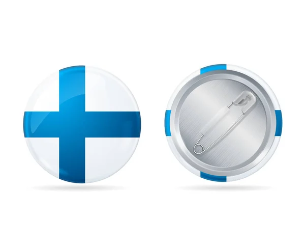 Realistic Detailed 3d Finland Circle Button Badge Pin Set. Vector — Stock Vector