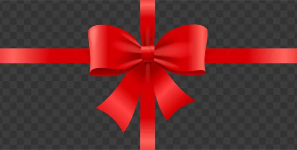 Realistisk Detaljerad 3d Shiny Red Gift Satin Ribbon Bow. Vektor — Stock vektor