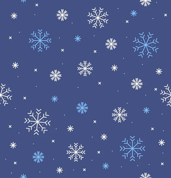 Different Winter Snowflake Seamless Pattern Background. Vector — Stock Vector