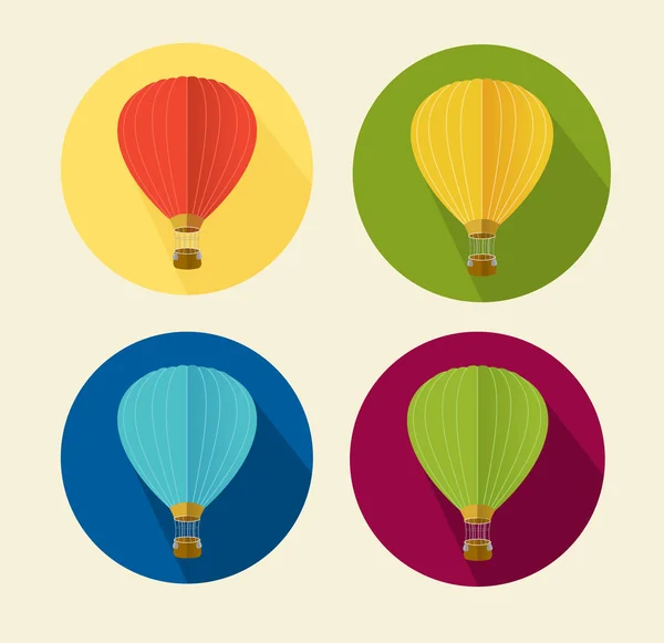 Vektor air ballon icon set platt — Stock vektor